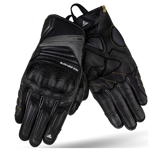 SHIMA Rush Men's Leather & Mesh Motorcycle Gloves – Breathable Riding Gloves (All Black)