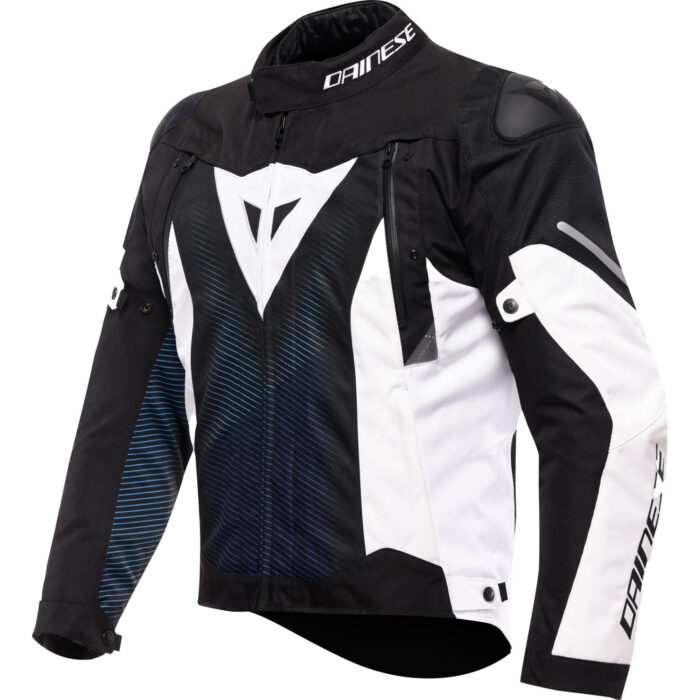 Dainese Super Sprint D-Dry Waterproof Motorcycle Jacket - Stealth Black, White & Dark Blue Accent