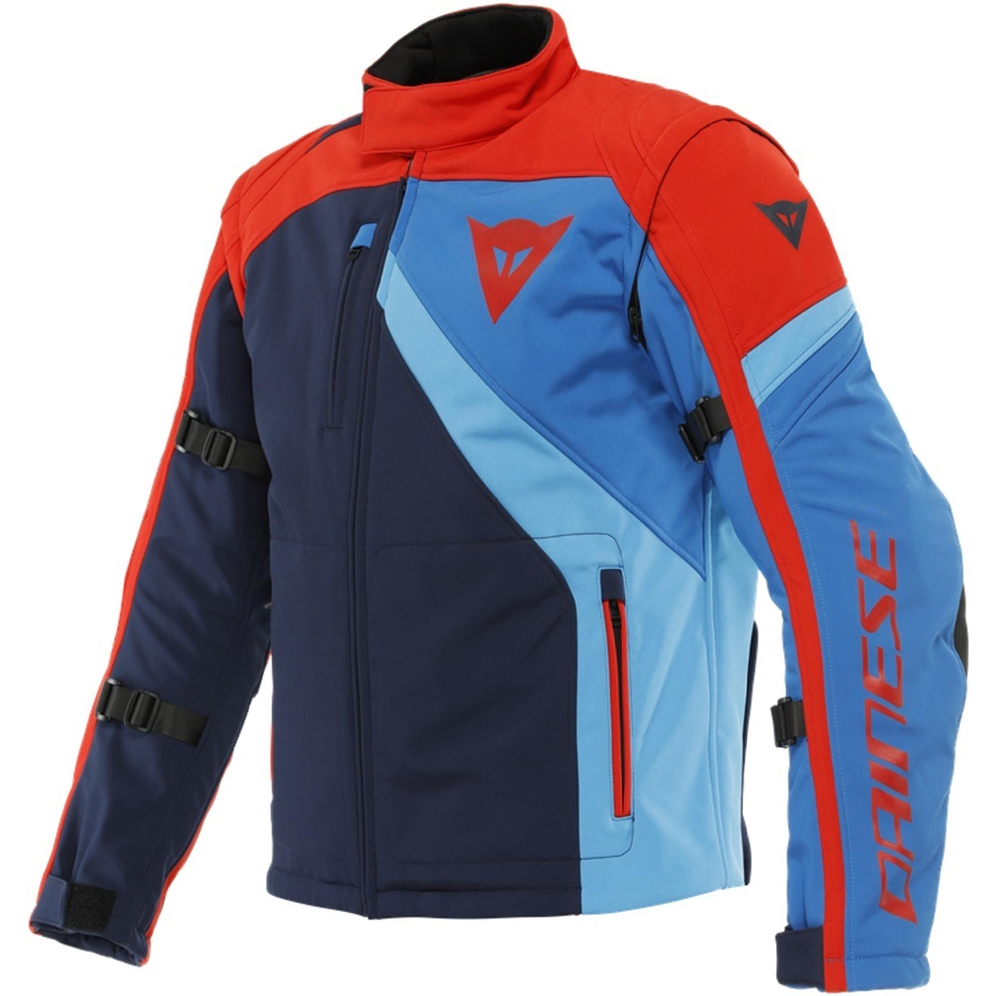 Dainese Ranch Tex Motorcycle Textile Jacket - Navy Blue, Racing Red & Light Blue