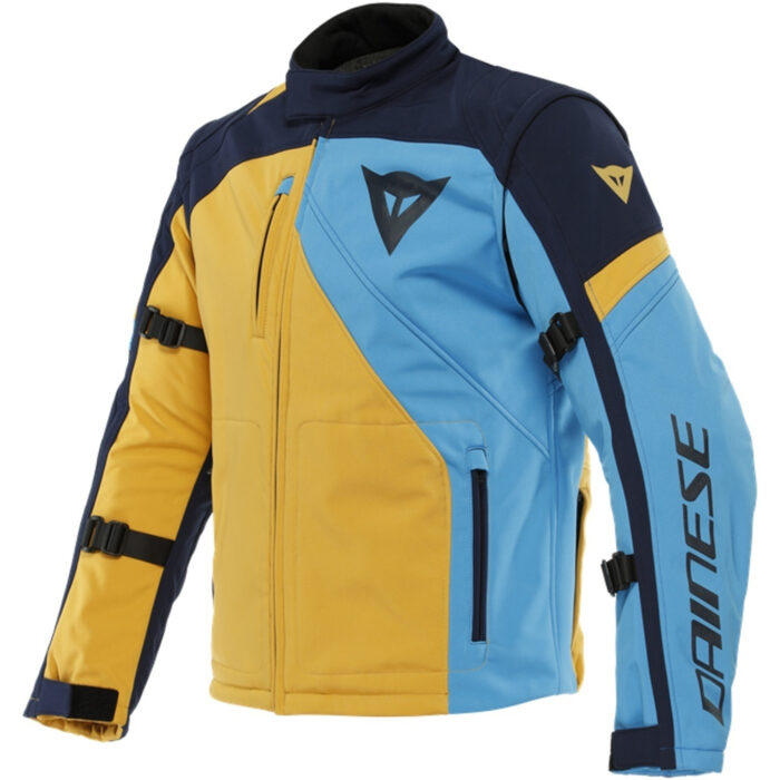 Dainese Ranch Tex Motorcycle Textile Jacket - Navy Blue, Desert Yellow & Light Blue