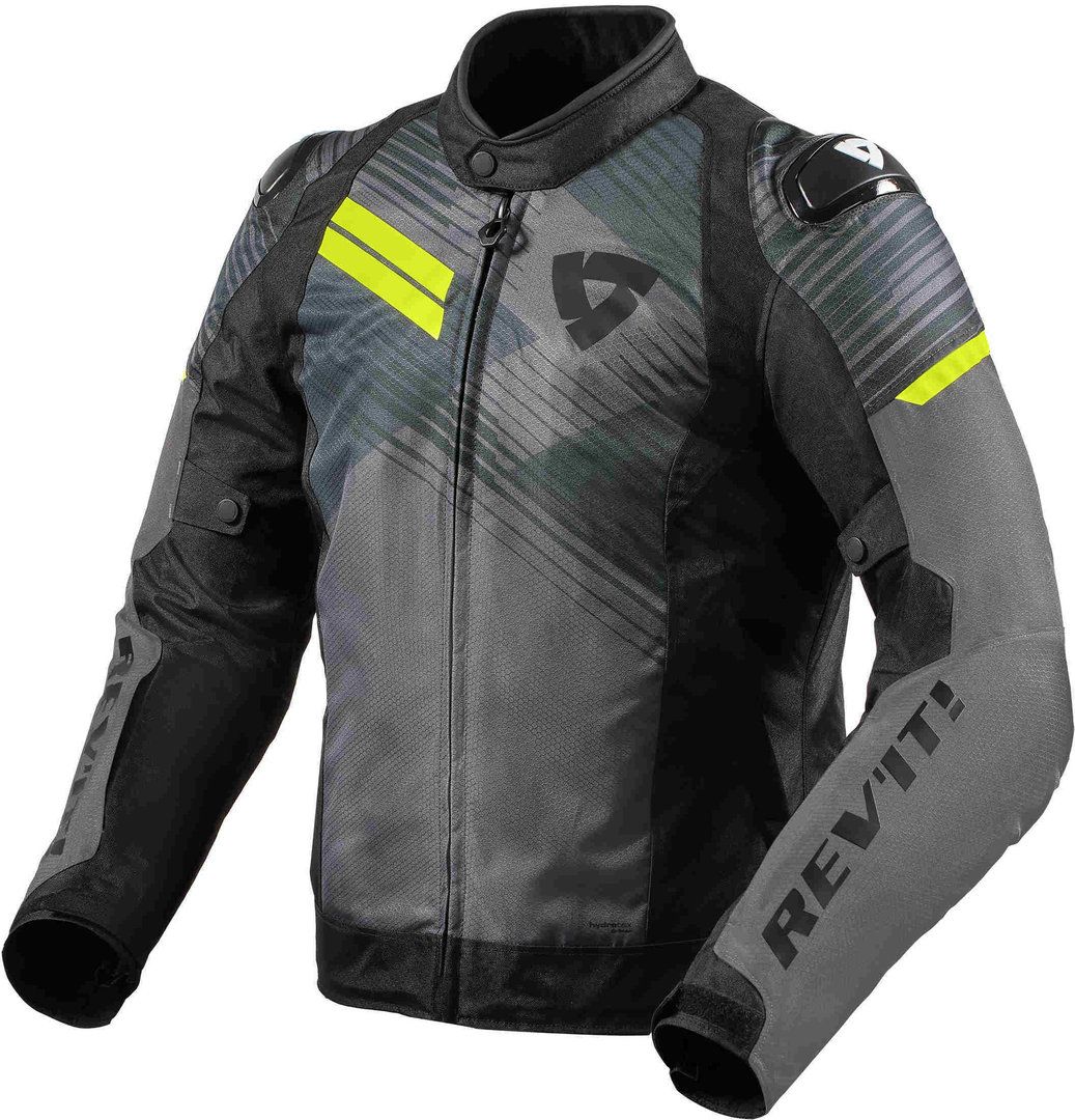 REV'IT! Apex H2O Men's Motorcycle Waterproof Textile Jacket - Dark Grey / Black / Neon Yellow
