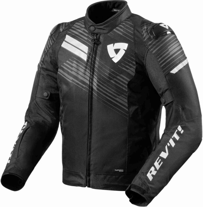 REV'IT! Apex H2O Men's Motorcycle Waterproof Textile Jacket - Black / White / Grey