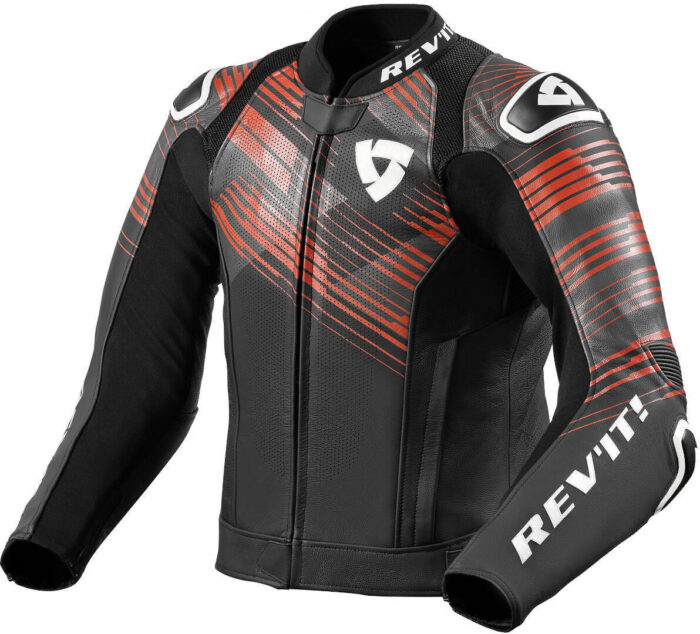 Revit Apex Motorcycle Leather Jacket - Ignition Red Racing Edition