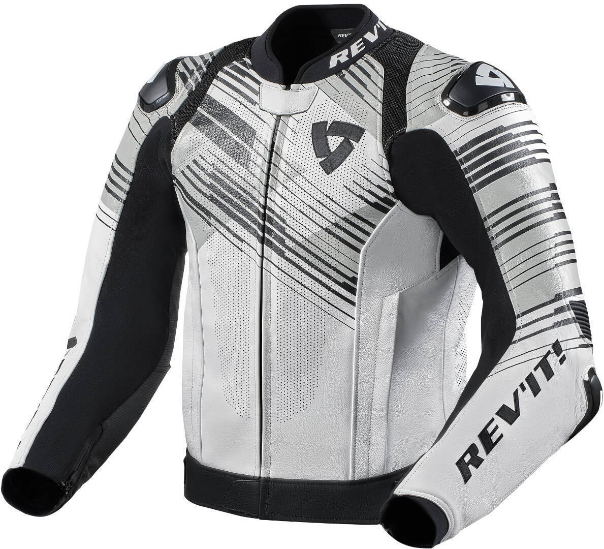 Revit Apex Motorcycle Leather Jacket - White & Black Racing Edition