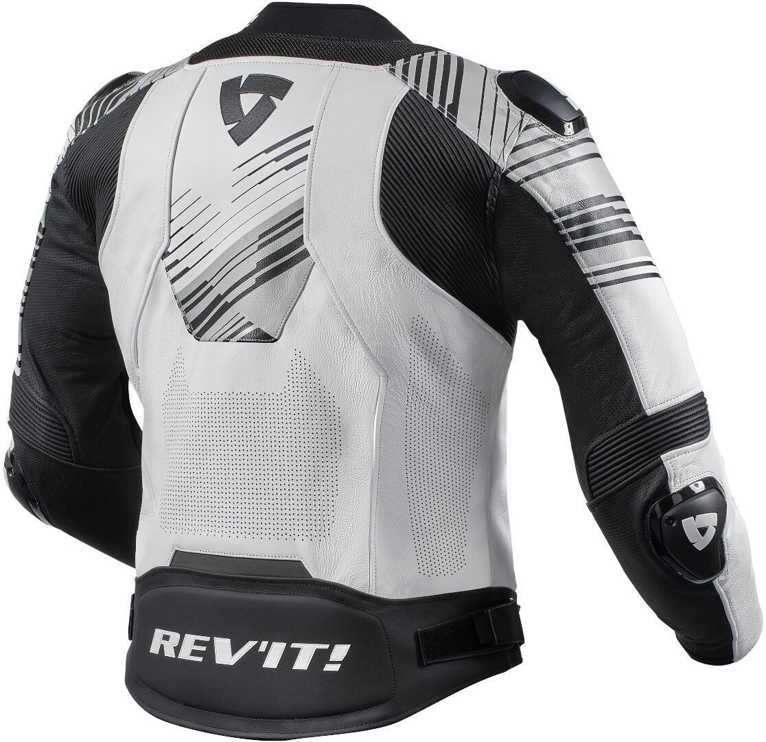 Revit Apex Motorcycle Leather Jacket - White & Black Racing Edition - Image 2