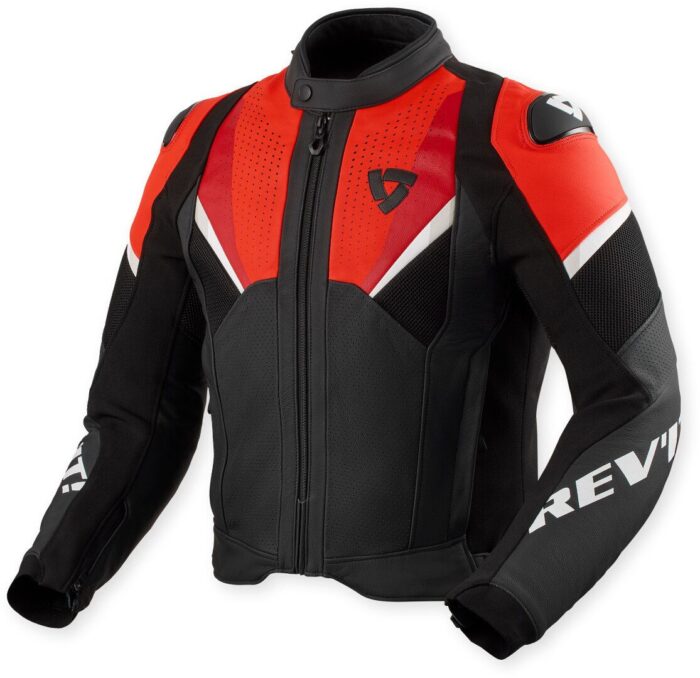 Revit Automate Perforated Motorcycle Leather Jacket - Black, Red & White Edition