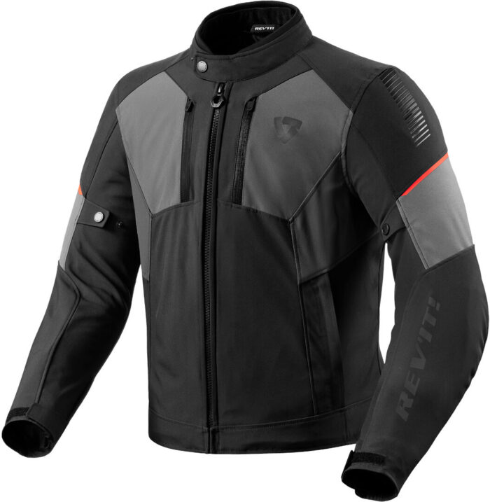 REV'IT! Catalyst H2O Motorcycle Textile Jacket - Black & Grey with Red Accents