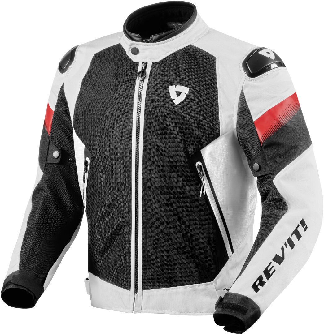 REV'IT! Control Air H2O Men's Motorcycle Waterproof Textile Jacket - White/Black/Red