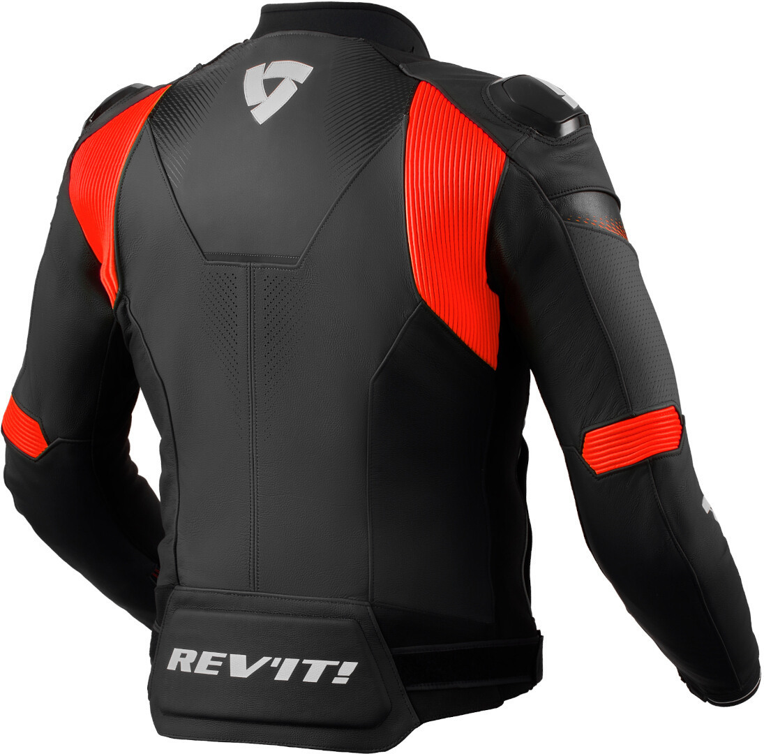 Revit Control Perforated Motorcycle Leather Jacket - Black & Neon Red Edition - Image 2