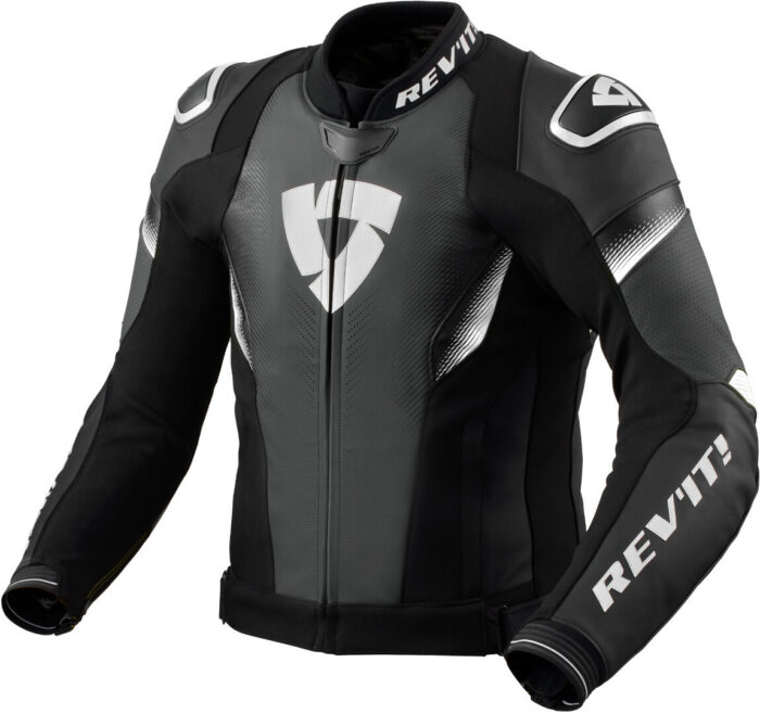 Revit Control Perforated Motorcycle Leather Jacket - Black & White Edition