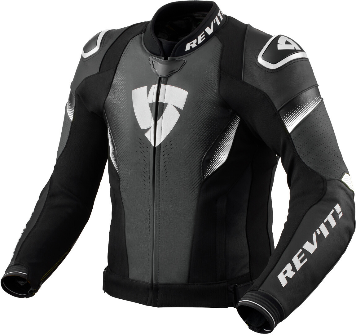 Revit Control Perforated Motorcycle Leather Jacket - Black & White Edition