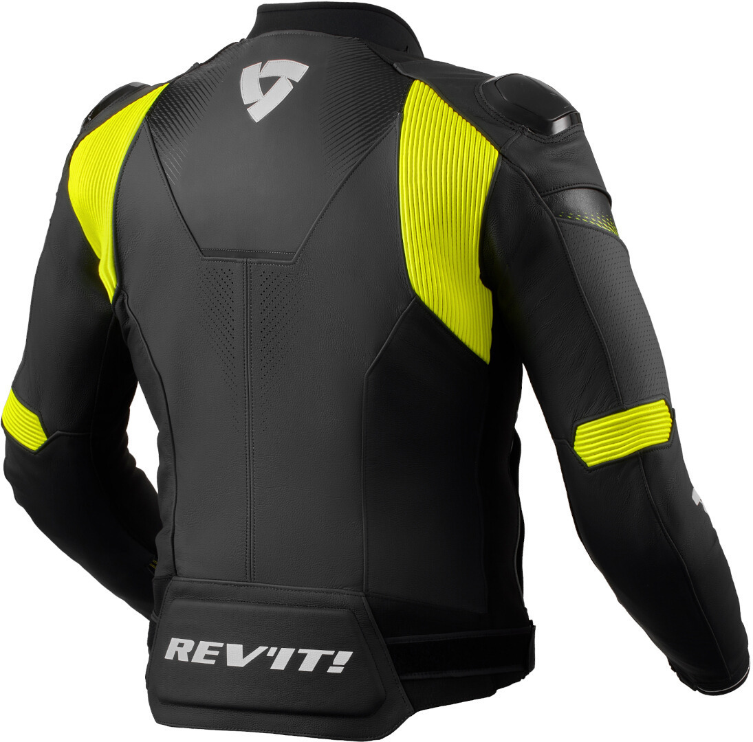 Revit Control Perforated Motorcycle Leather Jacket - Black & Neon Yellow Edition - Image 2