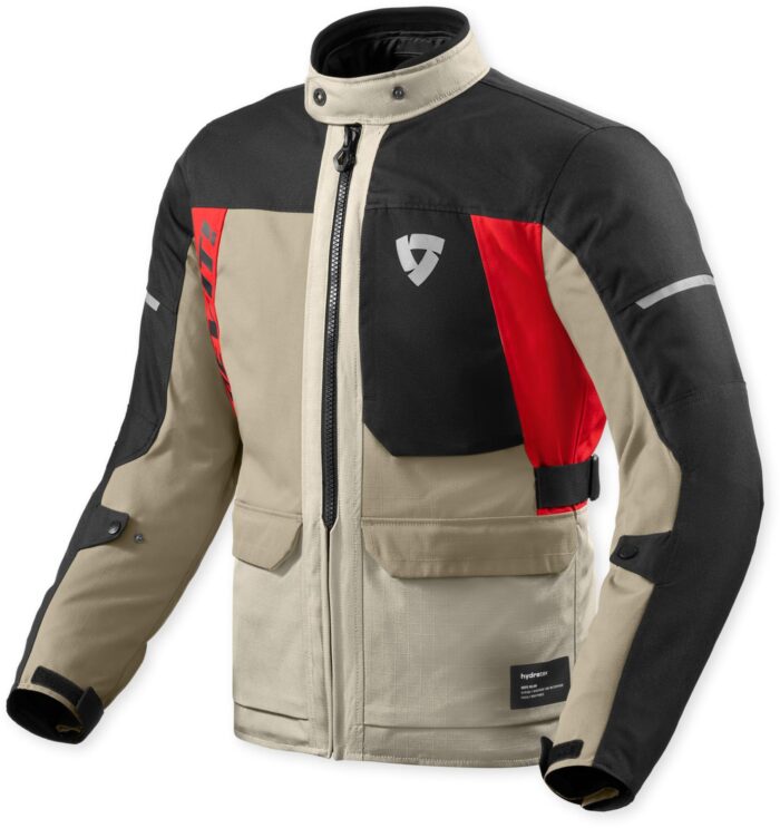 REV'IT! Convergent H2O Men's Motorcycle Waterproof Textile Jacket - Camel/Black/Red