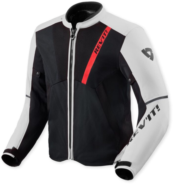 REV'IT! GT-R 4 Air Men's Motorcycle Textile Jacket - Black / White / Neon Red
