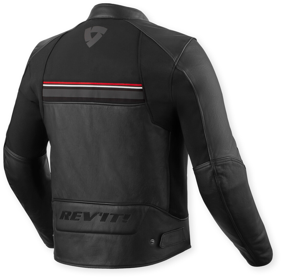 Revit Mile 2 Motorcycle Leather Jacket - Black, Grey & Heritage Red Edition - Image 2