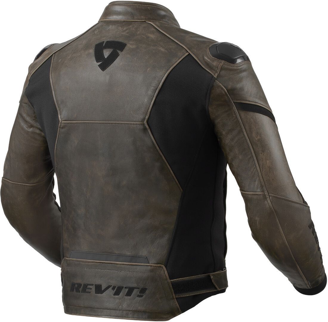 Revit Parallax Motorcycle Leather Jacket - Distressed Brown & Black Hybrid - Image 2