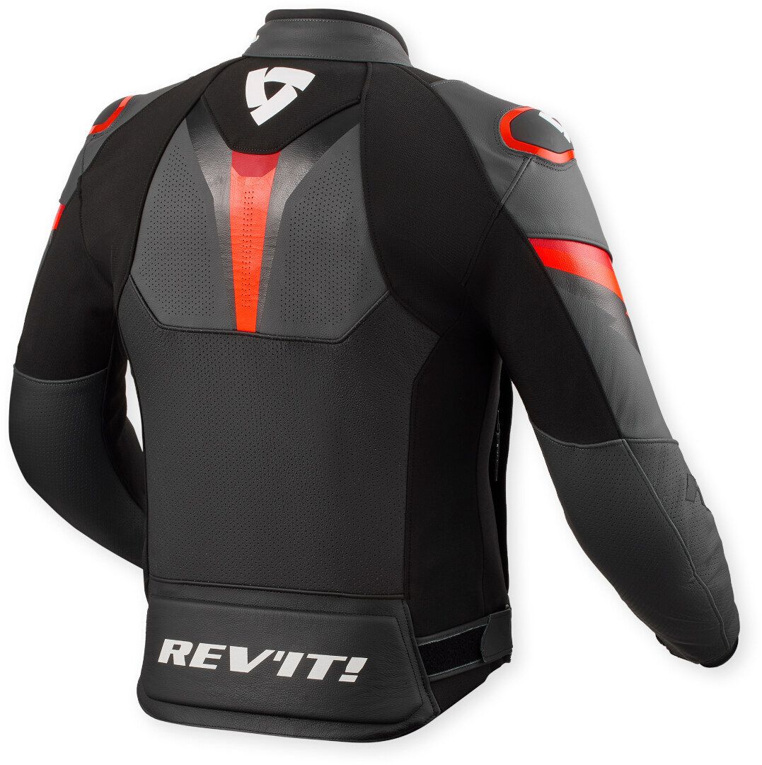 Revit Quantum 3 Perforated Motorcycle Leather Jacket - Anthracite, Black & Red Edition - Image 2
