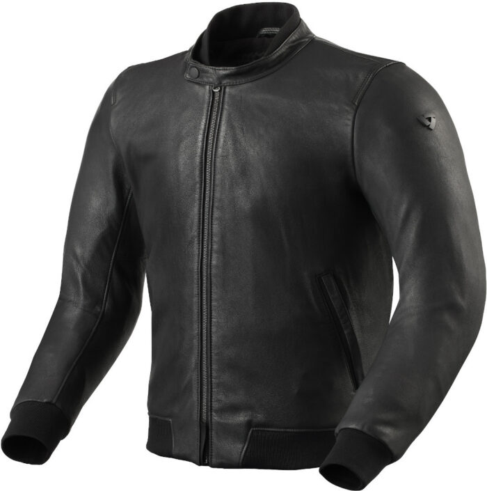 Revit Travon Motorcycle Leather Jacket - Stealth Black Bomber Edition