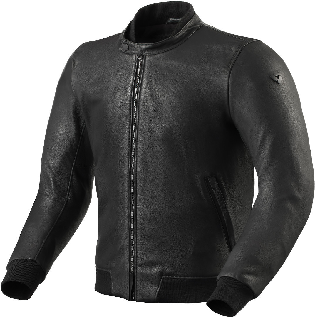 Revit Travon Motorcycle Leather Jacket - Stealth Black Bomber Edition