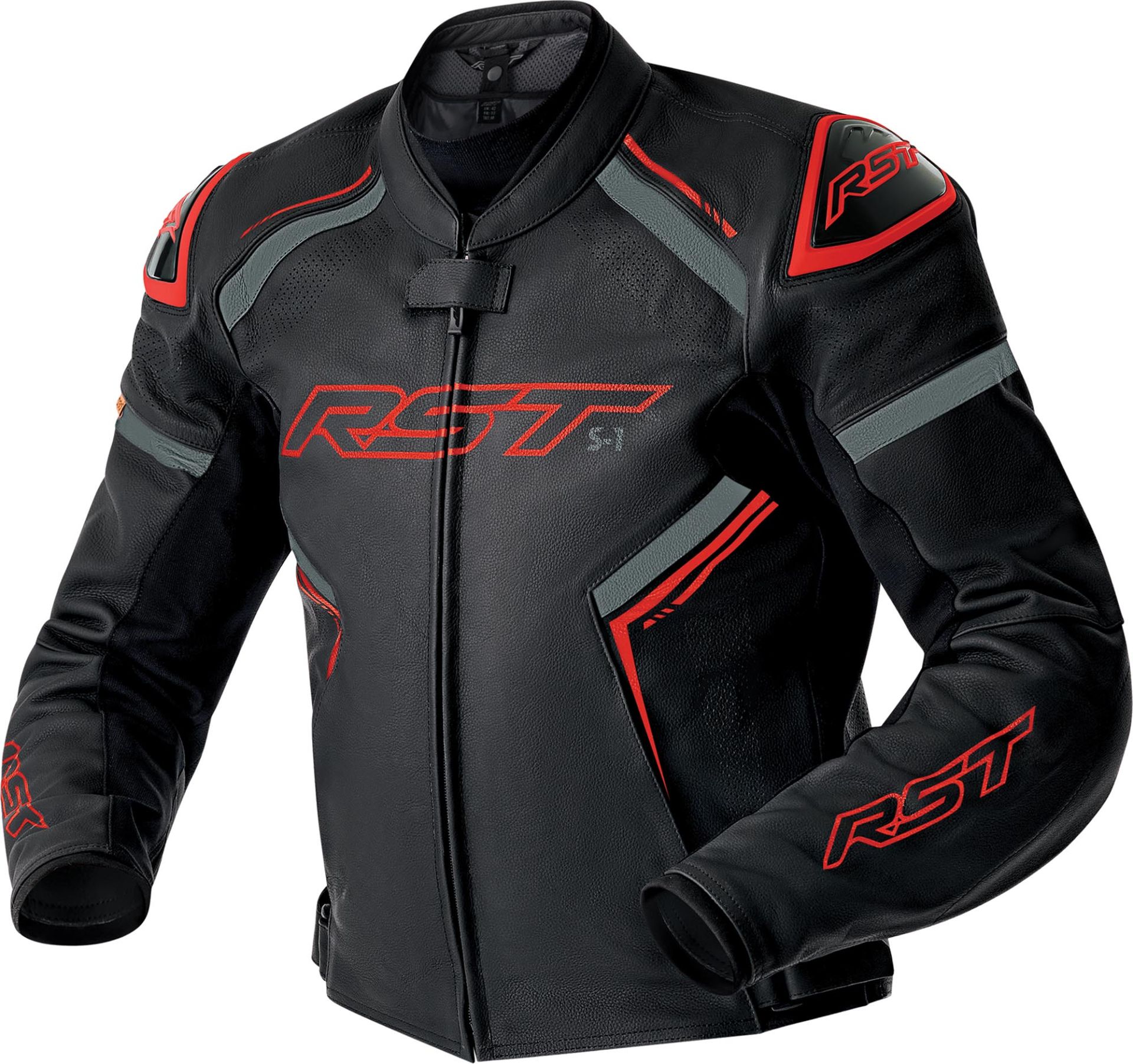 RST S1 D3O Perforated Motorcycle Leather Jacket - Black & Ignition Red