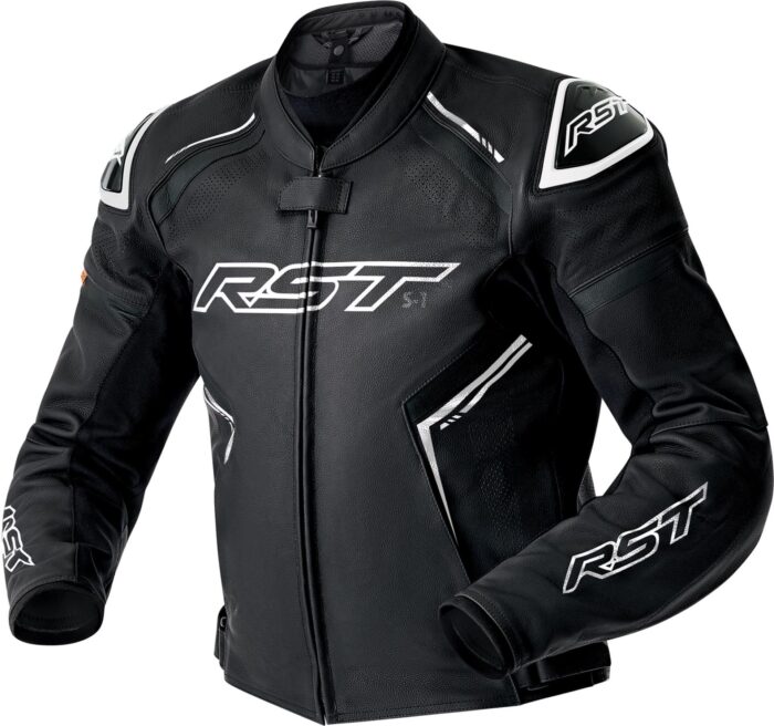 RST S1 D3O Perforated Motorcycle Leather Jacket - Black & Euro White