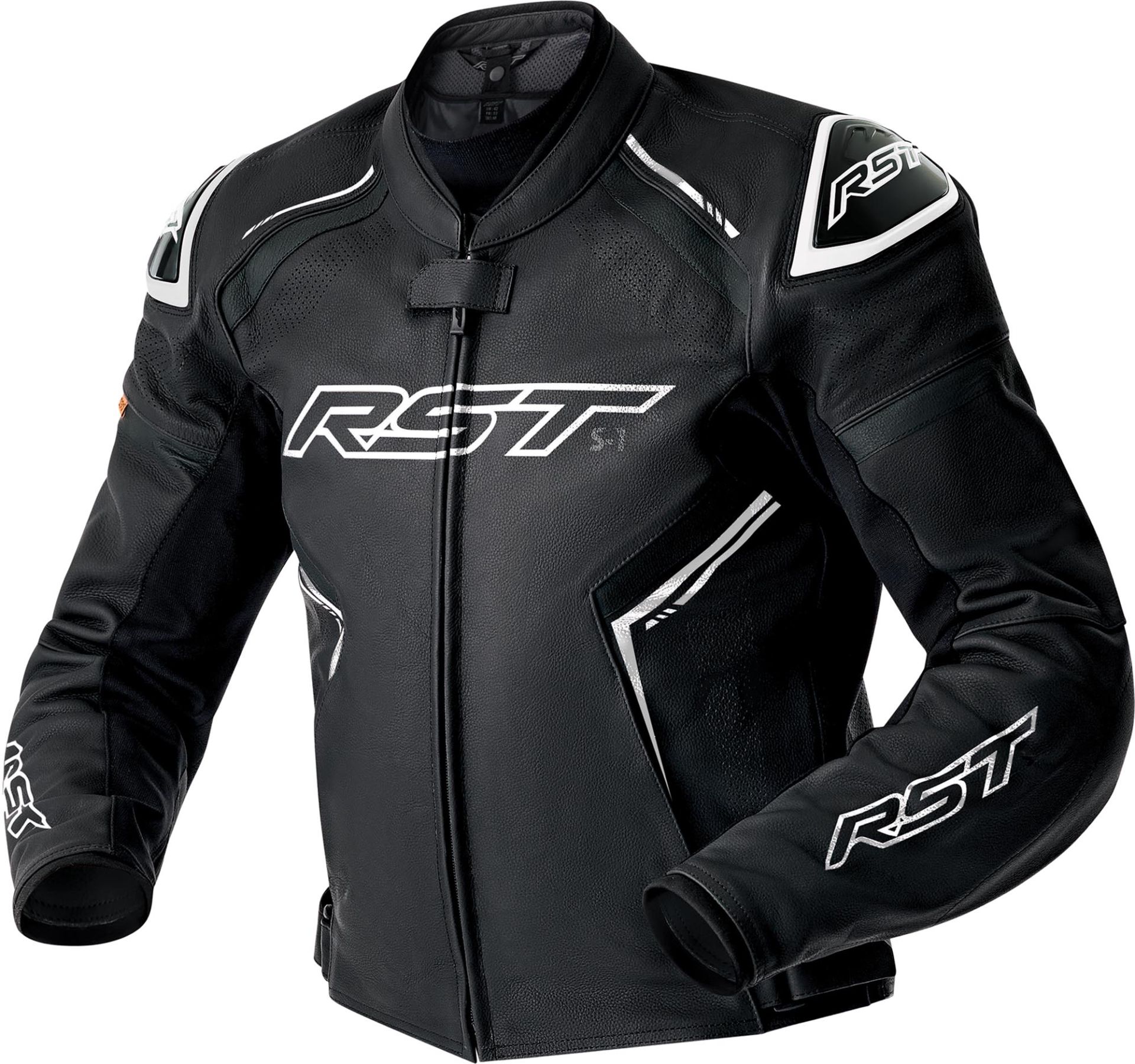 RST S1 D3O Perforated Motorcycle Leather Jacket - Black & Euro White