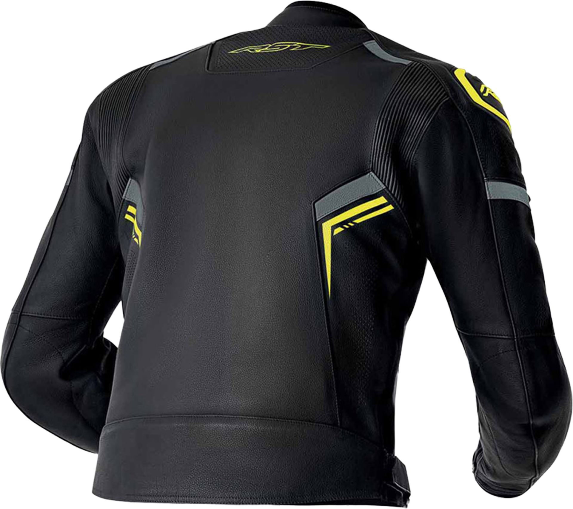 RST S1 D3O Perforated Motorcycle Leather Jacket - Black & Neon Fluorescent Yellow - Image 2
