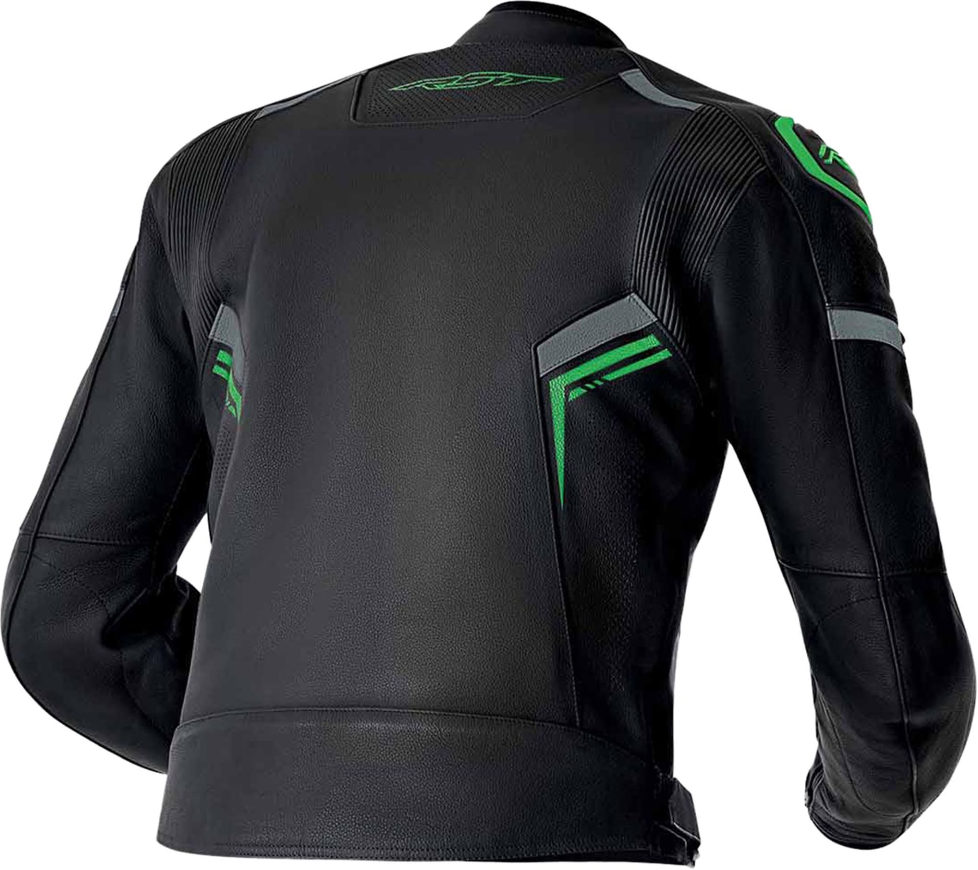 RST S1 D3O Perforated Motorcycle Leather Jacket - Black & Viper Green - Image 2